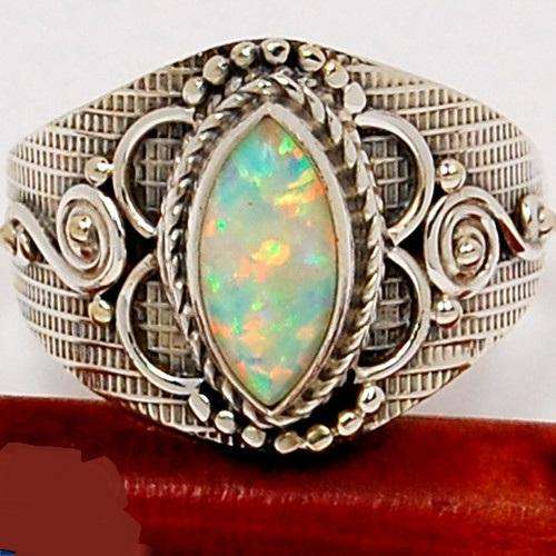 AMAZING FIRE OPAL SOLID 925 STERLING SILVER RING SIZE 7
