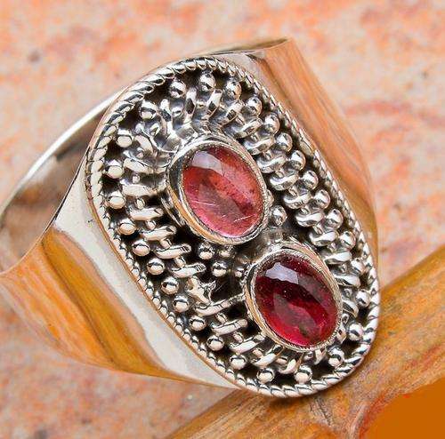 RED TOURMALINE SOLID .925 STERLING SILVER RING SIZE 9