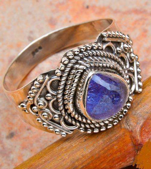 NATURAL TANZANITE SOLID .925 STERLING SILVER RING SIZE 7.25