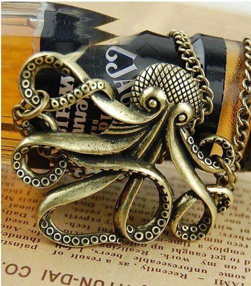 Unique Fashion Brass Octopus Chain Necklace Pendant