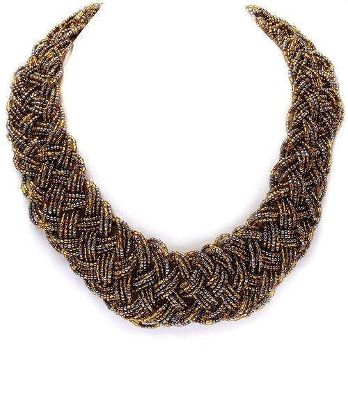***LAST ONE***INTERLACED SEED BEADS CHOKER NECKLACE