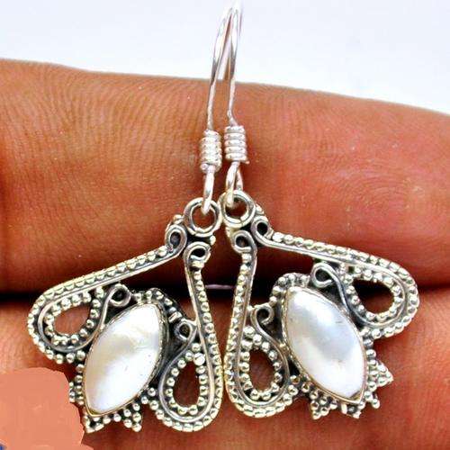 VICTORIAN PEARL SOLID  .925 STERLING SILVER EARRINGS mm