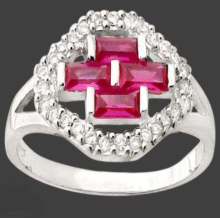 2.21cts SPARKLING FAUX PINK RUBY TOPAZ 925 STERLING SILVER RING size 6