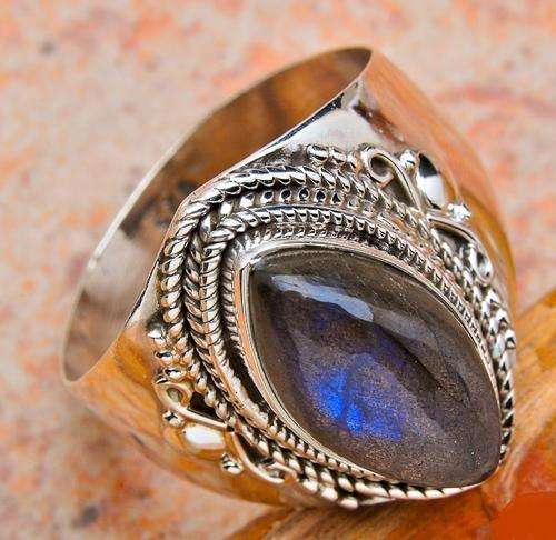 LABRADORITE SOLID.925 STERLING SILVER RING 8.75