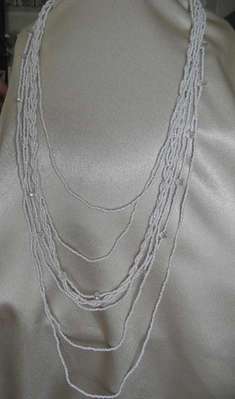 Lovely White Seed Bead Long Necklace 97cm