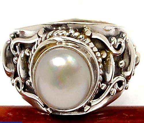 PEARL SOLID 925 STERLING SILVER RING SIZE 7.5