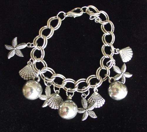 Gorgeous Tibetan Silver Shells & Balls Charm Bracelet
