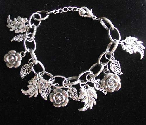 Tibetan Silver Flowers & Leafs Charm Bracelet