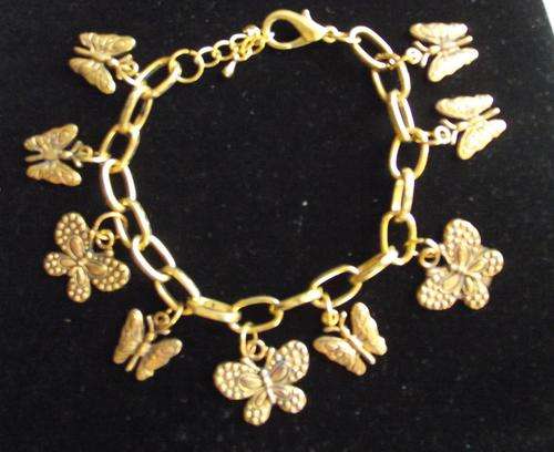 Cute Copper Tone Butterflies Charm Bracelet