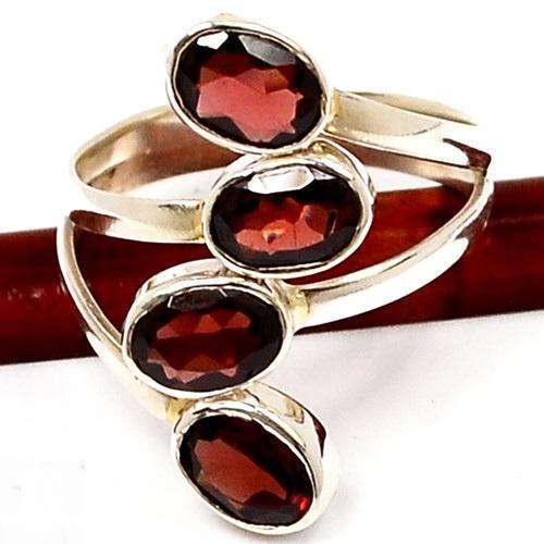 GARNET SOLID 925 STERLING SILVER RING Size 8