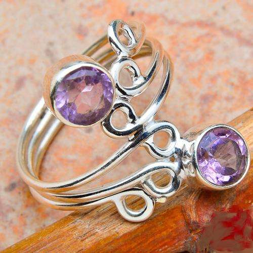 FACETED AMETHYST SOLID  925 STERLING SILVER RING  Size 7