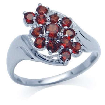 Genuine Natural 1.31ct Garnet Solid 925 Sterling Silver Cluster Ring Sz 8