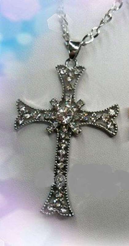 Stunning Long Chain Cross Pendant Necklace