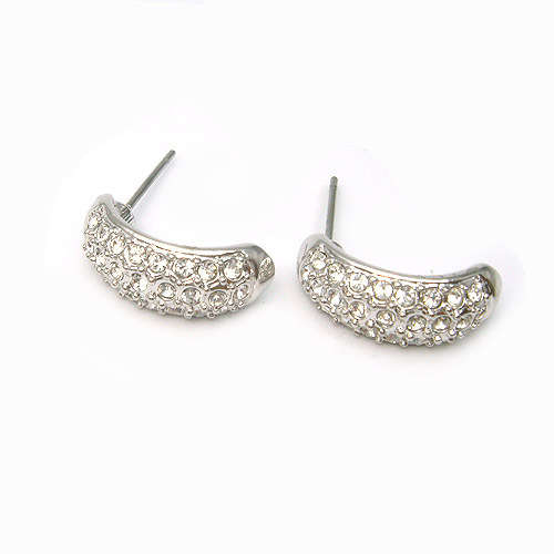 STUNNING RHINESTONE OVAL POST STUD EARRINGS