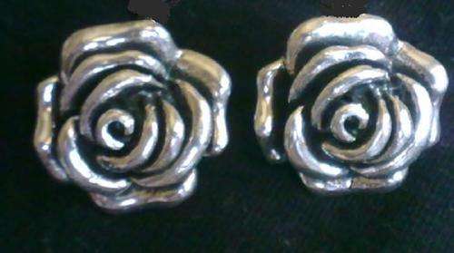 STUNNING ELECTROPLATED SILVER ROSE STUD EARRING
