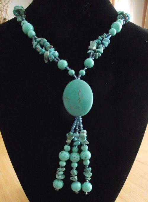 Long Bohemian Turquoise Pendant Necklace