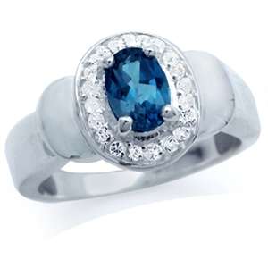 Natural London Blue & White Topaz Solid 925 Sterling Silver Vintage Style Ring # 6