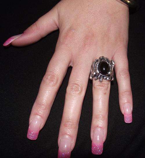 LOVELY TIBETAN SILVER FAUX ONYX RING # 9