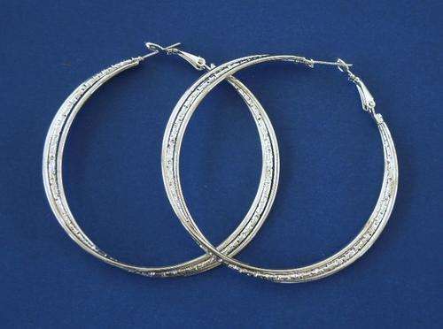 Four Twisted Wire Hoop Earrings 50mm Diameter