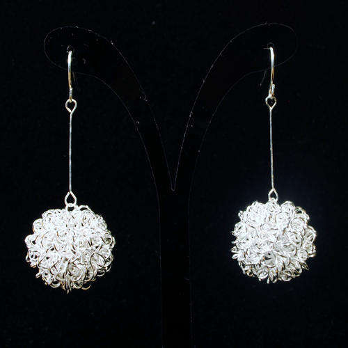 Silver Ball Dangle Drop Earrings