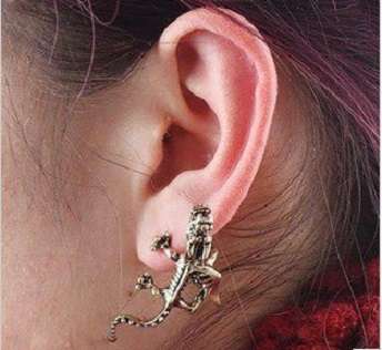 Antiqued Dragon Bronze Colored Stud Earring (x1)