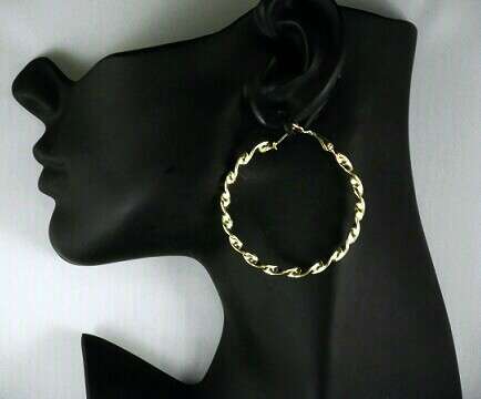 Large Twisted hoop earrings 65mm