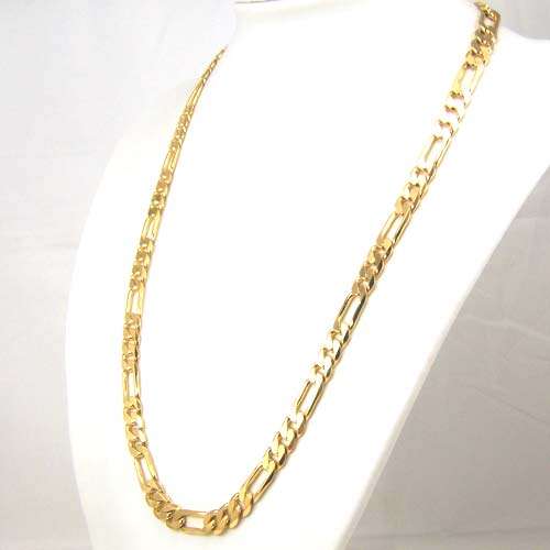 2 YEAR GUARANTEE!!GORGEOUS 6 MM GOLD FIGARO NECKLACE 60 cm