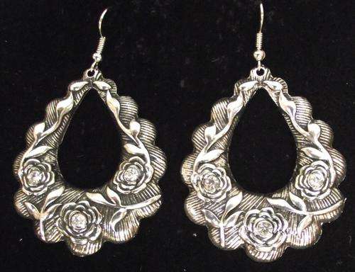 Tibetan Silver Oval Hoop Crystal Dangle Earrings
