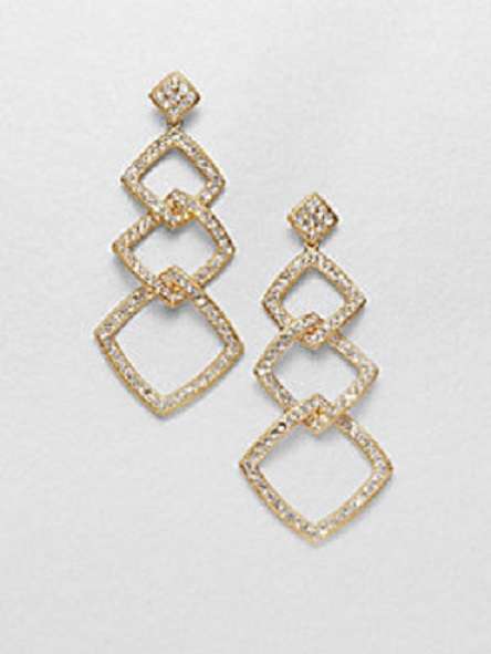 Gorgeous Gold Tone Crystal Dangle Earrings 60mm