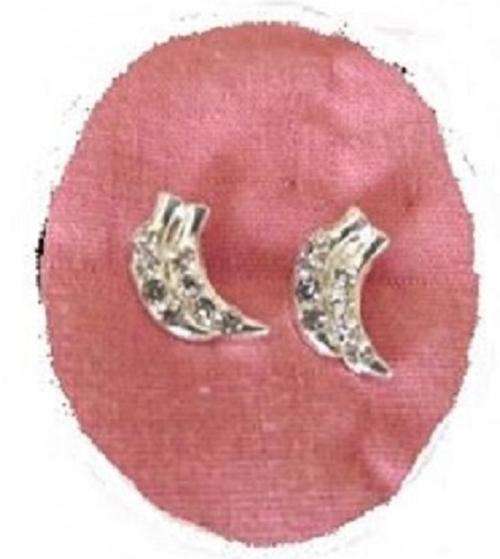 Cute Silver & Rhinestones Bananas Post Stud Earrings