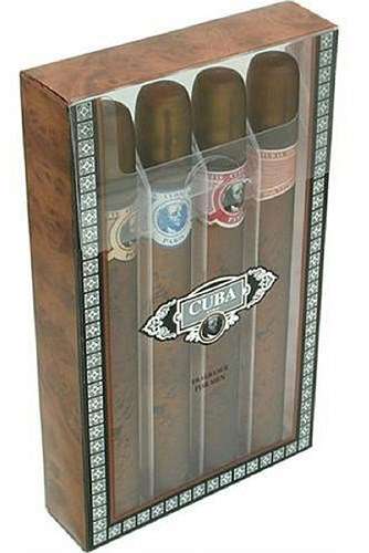 Cuba Mens Gift Set with Cuba Gold, Blue, Red and Orange 1.17oz (35ml)  each Eau De Toilette