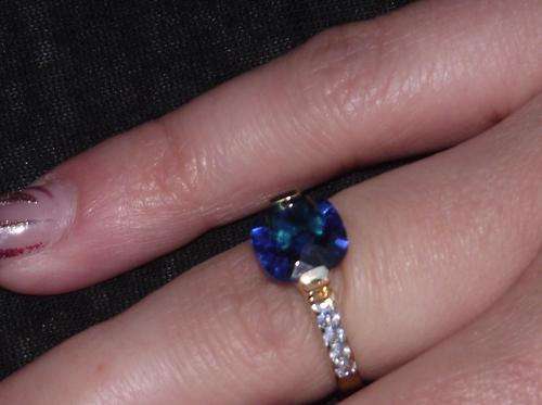 Amazing Blue & Clear CZ Engagement Ring Size 5.5