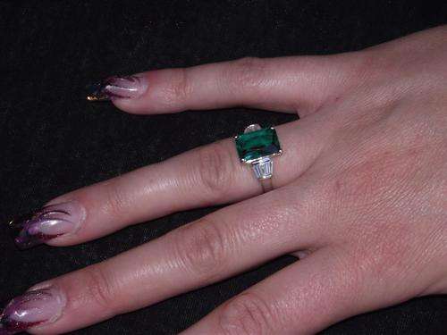 Amazing Green & Clear CZ Engagement Ring Size 5.5