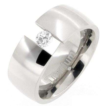 Bulletproof Titanium Tension Set CZ Ring. Size 6.5 / N