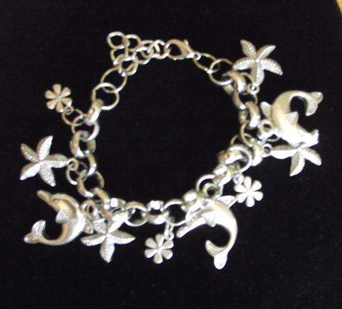 Gorgeous Tibetan Silver Dolphin & Seastar Charm Bracelet