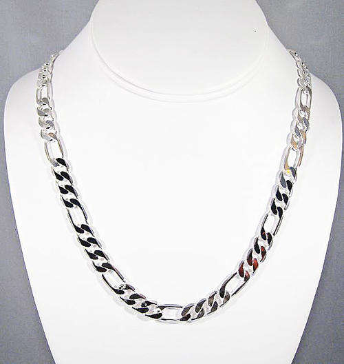 2 YEAR GUARANTEE!!  8MM SILVER FIGARO NECKLACE 60cm