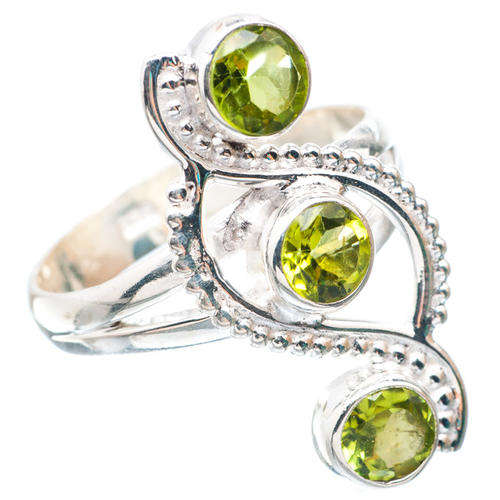 PERIDOT SOLID 925 STERLING SILVER RING SIZE 6.5