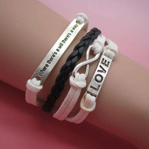Black & White Infinity leather Love Bracelet