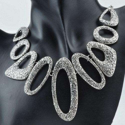 Silver Geometry Irregular Water Drop Pendant Necklace