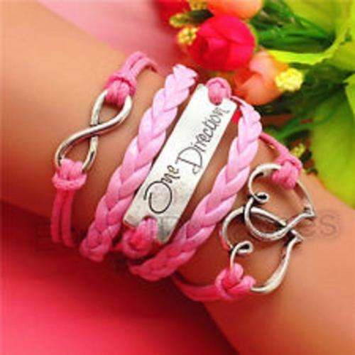 Infinity Pink One Direction Hearts Bracelet (Free Gift Box)
