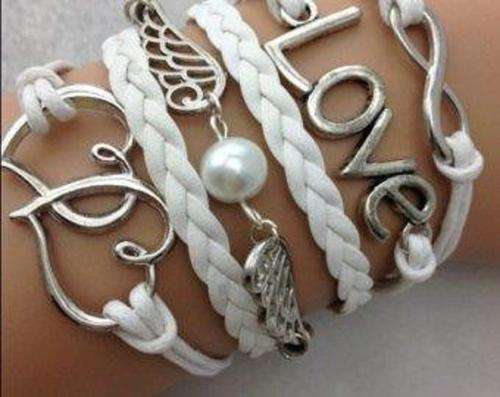 Infinity White Pearl Wings Bracelet (Free Gift Box)