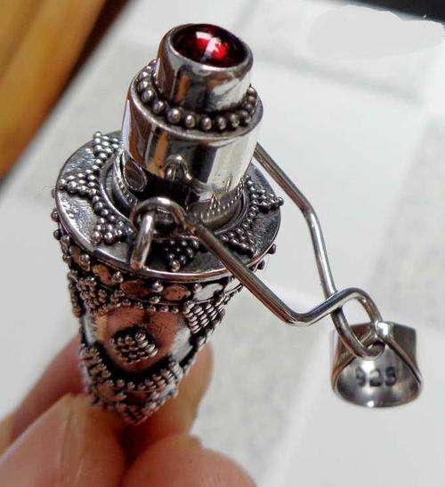 Garnet SOLID Sterling Silver 925 Bali Handcrafted Perfume Bottle Pendant