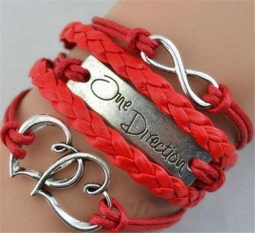 Red Infinity One Direction Heart Love Charm Bracelet