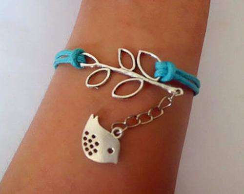 6 colours available Silver INFINITY Wax Cord Lucky leaf Bracelet.