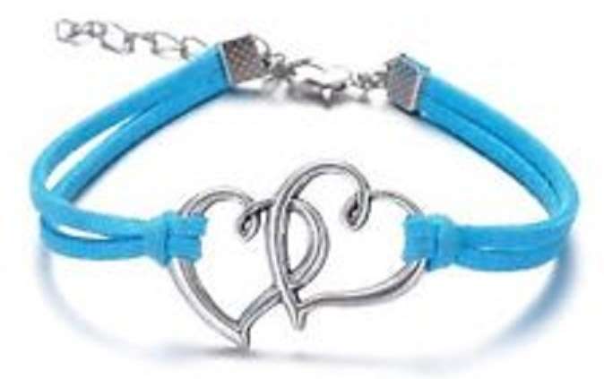 3 colours available Silver INFINITY  Wax Cord Double Hearts Bracelet.
