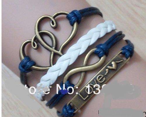 Navy & White Love Hearts Infinity Charm Bracelet