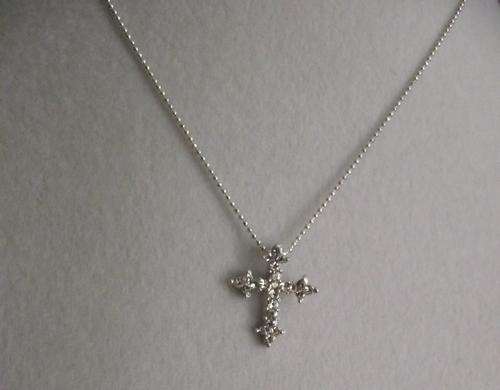 Silver Rhinestone Cross Pendant Necklace