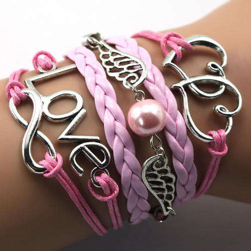 Pink Infinity Love Hearts Charm Bracelet