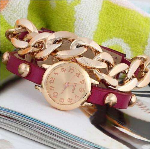 ***FOR DAPH**** 5 X Various colors Punk   leather Gold acrylic chain Watch