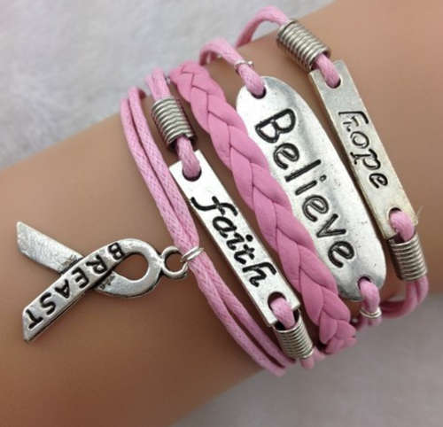 Infinity Pink Cancer Hope Believe Faith Bracelet Bracelet
